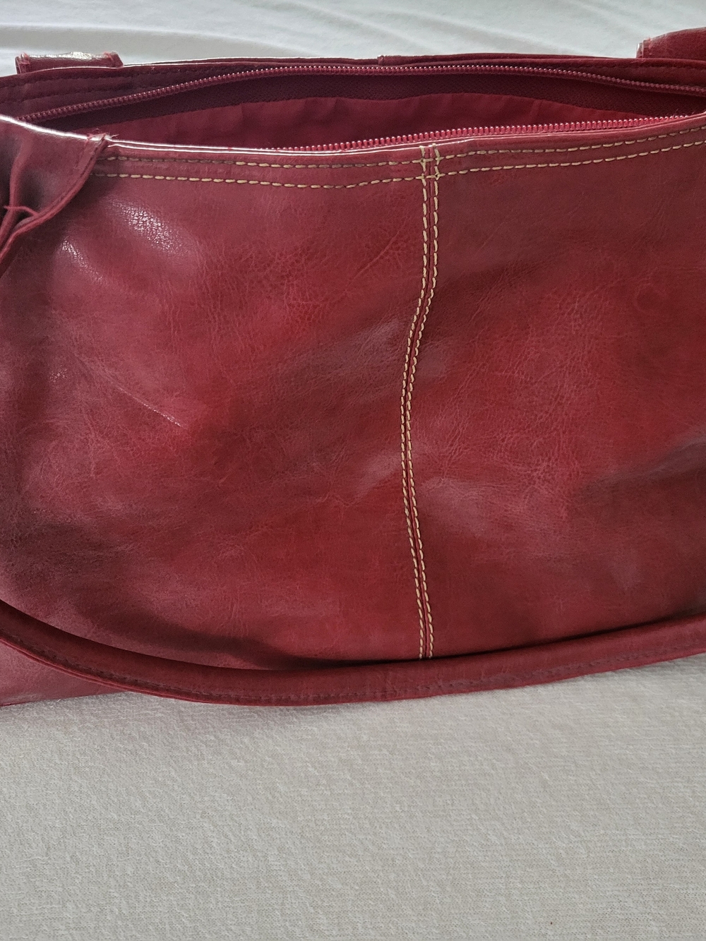 Jessica Red Faux Leather Shoulder Bag